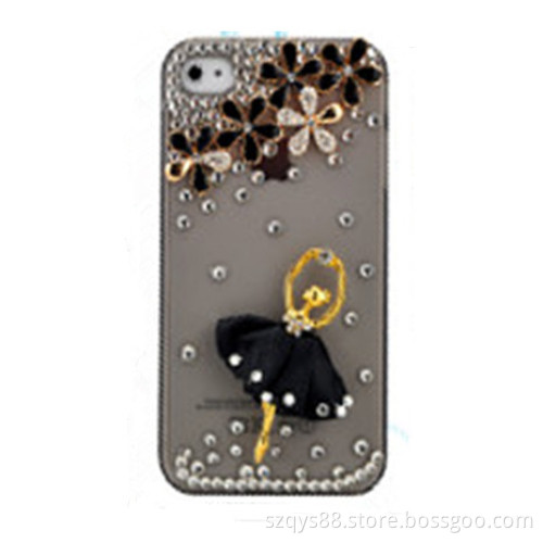 New Fashion Swarovski Manual Handmade Rhinestone Elegant Ballet Girl Luxury Back Case for iPhone 4 4s